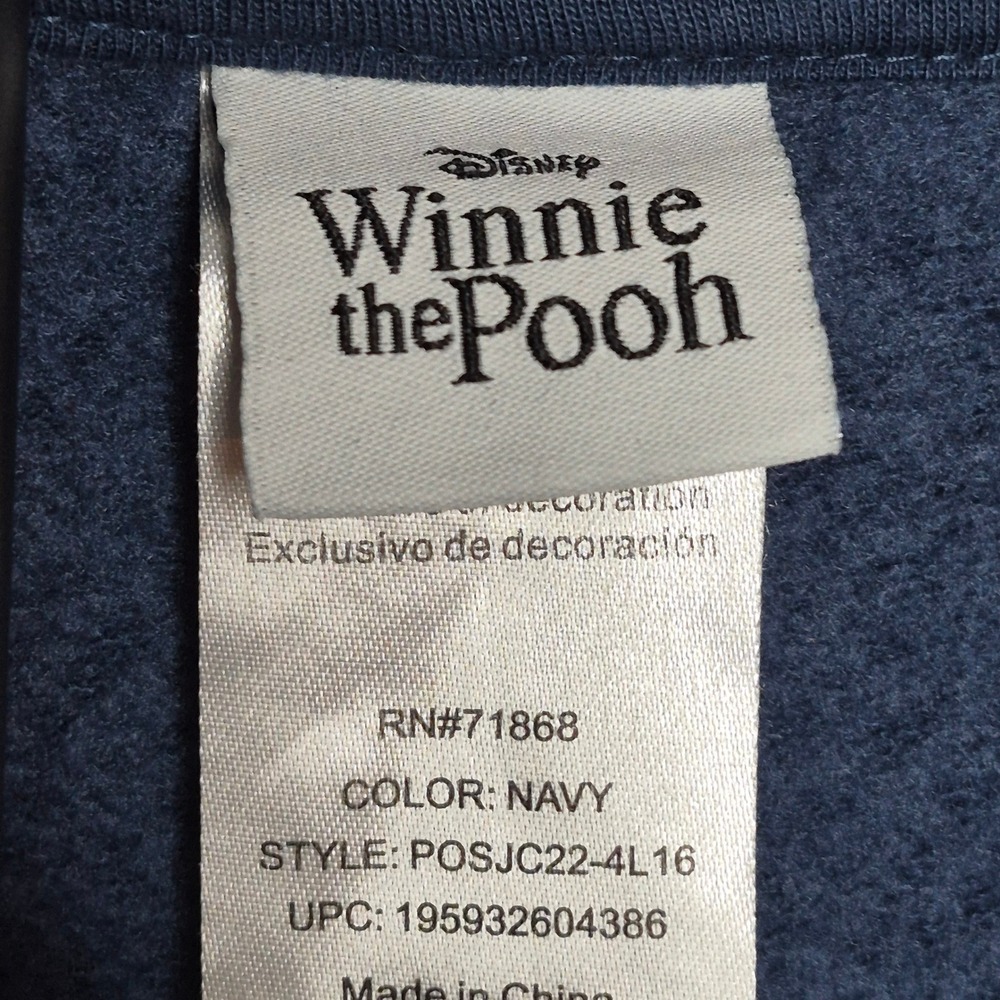 Disney Winnie the Pooh Navy Mineral Wash Zip Hoodie Patch Tigger Piglet Eeyore - Picture 6 of 8